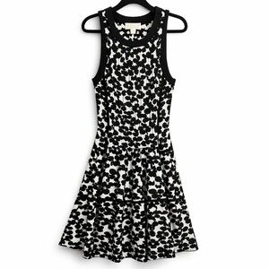 Kate Spade Black Ivory Abstract Floral Jacquard Knit Dress - Size M